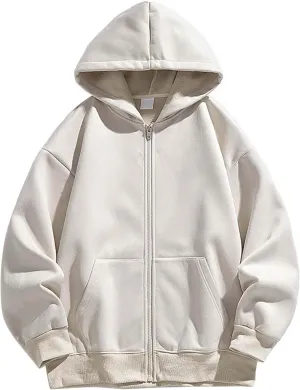 Zip Up Hoodies for Men Fleece Cotton Casual Lightweight Long Sleeve Track Jackets with Pockets Jersey Sweatshirts